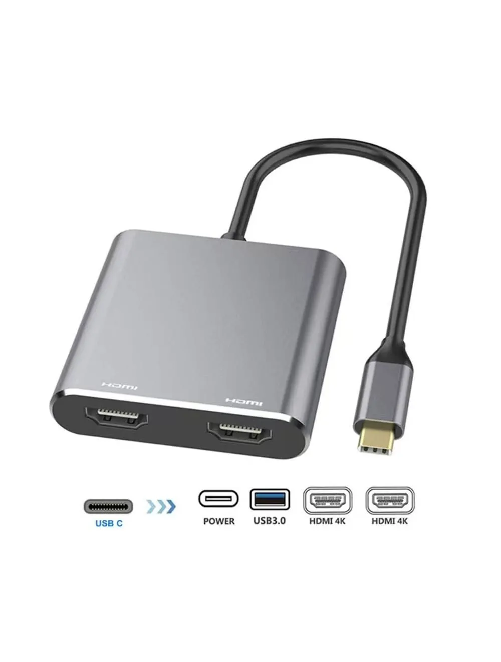 L'AVVENTO CV152 4-in-1 USB-C Hub with Dual HDMI, USB 3.0 & PD Charging - صورة 2